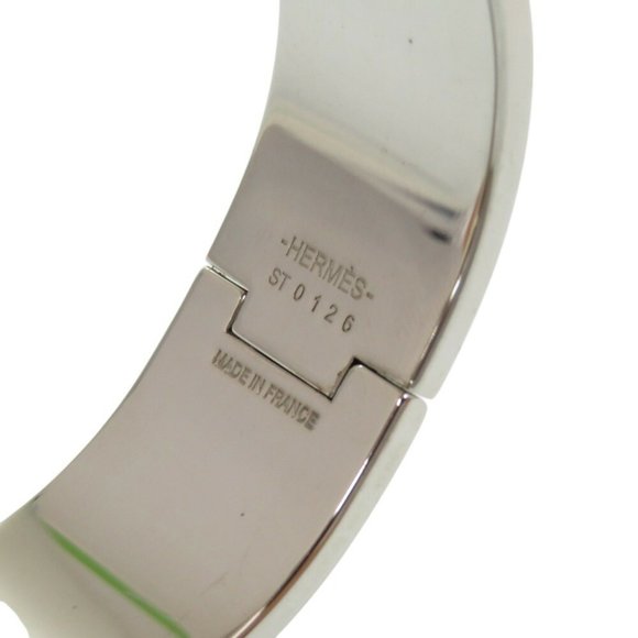 Hermes H motif click clack GM bracelet metal white/silver white 1154HERMES - Picture 4 of 5